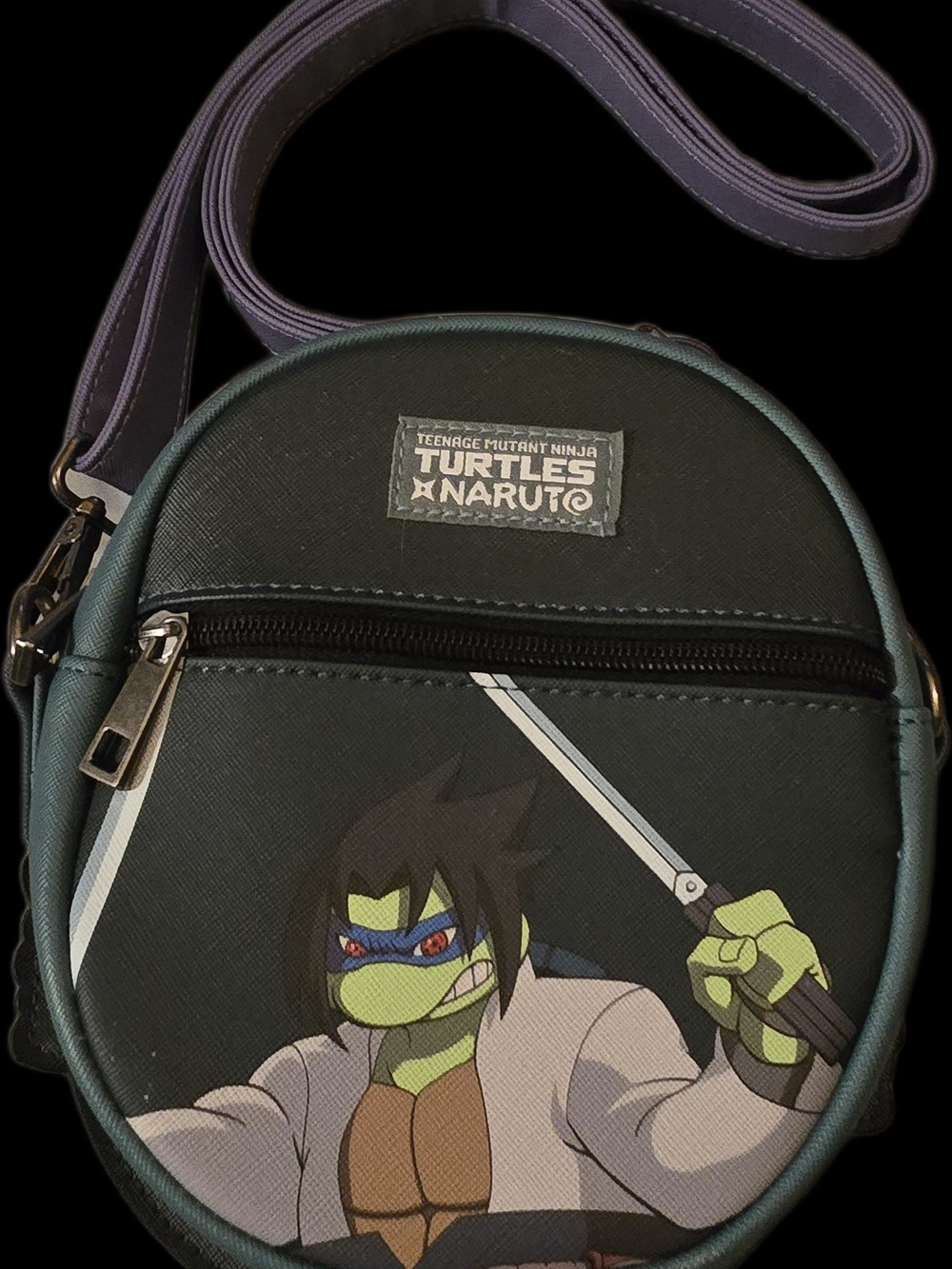 Teenage Mutant Ninja Turtles x Naruto Dark Green Round Crossbody Bag. Like New!